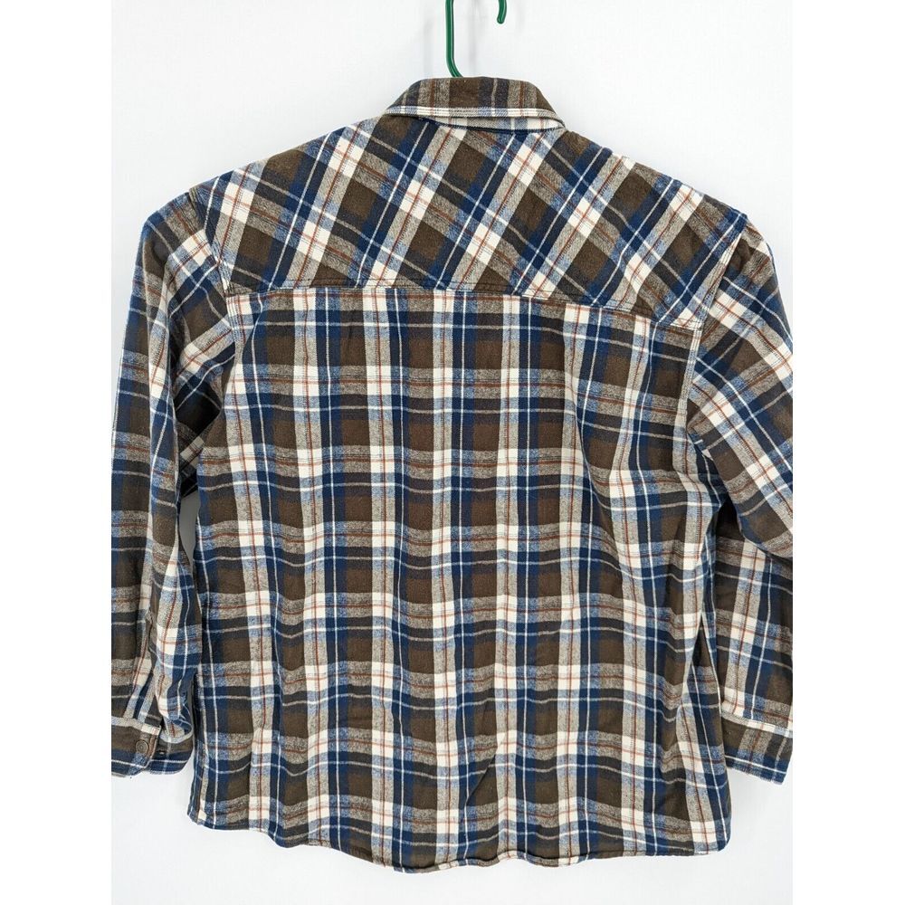 Five Brothers Men's Heavy Plaid Flannel Button Up Shirt, Men's XL, Brown & Blue - Picture 6 of 7